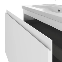 GoodHome Meuble sous vasque suspendu blanc mat 2 tiroirs l.80 x H.48 x P.45 cm Levanna