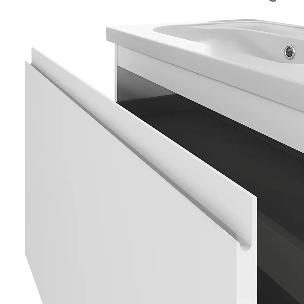 GoodHome Meuble sous vasque suspendu blanc mat 2 tiroirs l.80 x H.48 x P.45 cm Levanna