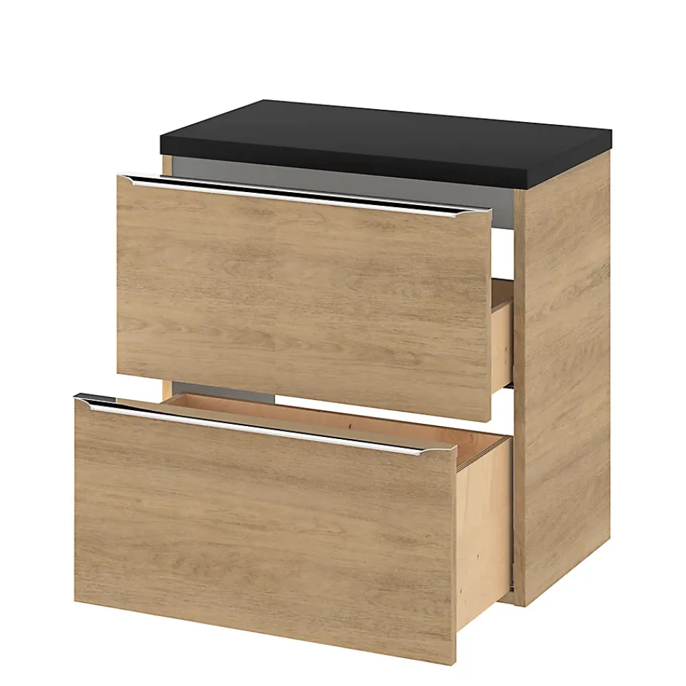 GoodHome Meuble sous vasque suspendu effet chêne l.60 x H.60 x P.45 cm, Imandra