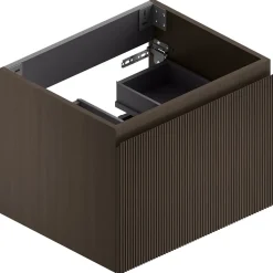 Ipiemme SRL Meuble sous vasque suspendu placage noyer strié l.60 x H.46,5 x P.50,5 cm, Pura+
