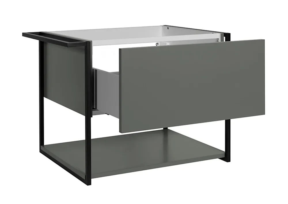 Meuble Sous Lavabo|Furnidea Meuble sous vasque suspendu LOV avec porte-serviettes vert et noir 60 cm