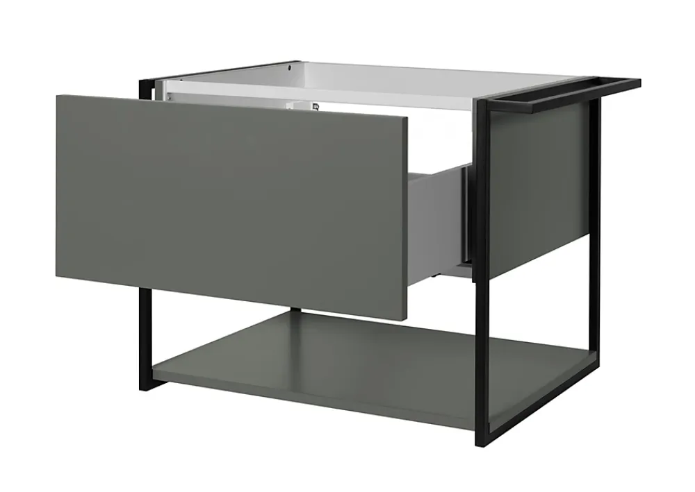 Meuble Sous Lavabo|Furnidea Meuble sous vasque suspendu LOV avec porte-serviettes vert et noir 60 cm