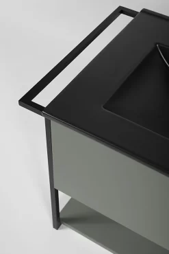 Meuble Sous Lavabo|Furnidea Meuble sous vasque suspendu LOV avec porte-serviettes vert et noir 60 cm
