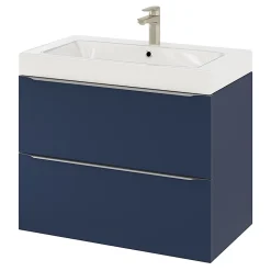 Meuble Buanderie|Meuble De Salle De Bains Faible Profondeur|GoodHome Meuble sous vasque suspendu bleu nuit mat l.80 x H.60 x P.45 cm, Imandra