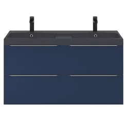 Meuble Buanderie|Meuble De Salle De Bains Faible Profondeur|GoodHome Meuble sous vasque suspendu bleu nuit mat l.120 x H.60 x P.45 cm, Imandra