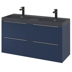 Meuble Buanderie|Meuble De Salle De Bains Faible Profondeur|GoodHome Meuble sous vasque suspendu bleu nuit mat l.120 x H.60 x P.45 cm, Imandra