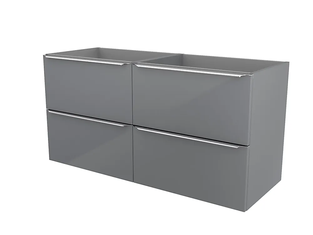 Meuble Buanderie|Meuble Sous-Vasque|GoodHome Meuble sous vasque suspendu gris brillant l.120 x H.60 x P.45 cm, Imandra