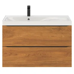 Meuble Buanderie|Meuble De Salle De Bains Faible Profondeur|GoodHome Meuble sous vasque suspendu effet noyer l.100 x H.60 x P.45 cm, Imandra