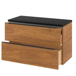 Meuble Buanderie|Meuble De Salle De Bains Faible Profondeur|GoodHome Meuble sous vasque suspendu effet noyer l.100 x H.60 x P.45 cm, Imandra