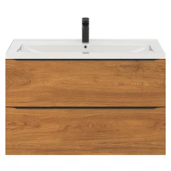 Meuble Buanderie|Meuble De Salle De Bains Faible Profondeur|GoodHome Meuble sous vasque suspendu effet noyer l.100 x H.60 x P.45 cm, Imandra