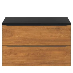 Meuble Buanderie|Meuble De Salle De Bains Faible Profondeur|GoodHome Meuble sous vasque suspendu effet noyer l.100 x H.60 x P.45 cm, Imandra