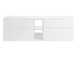 Meuble Sous-Vasque|Vente-unique Meuble sous vasque suspendu - Blanc - 150 cm - MAGDALENA II