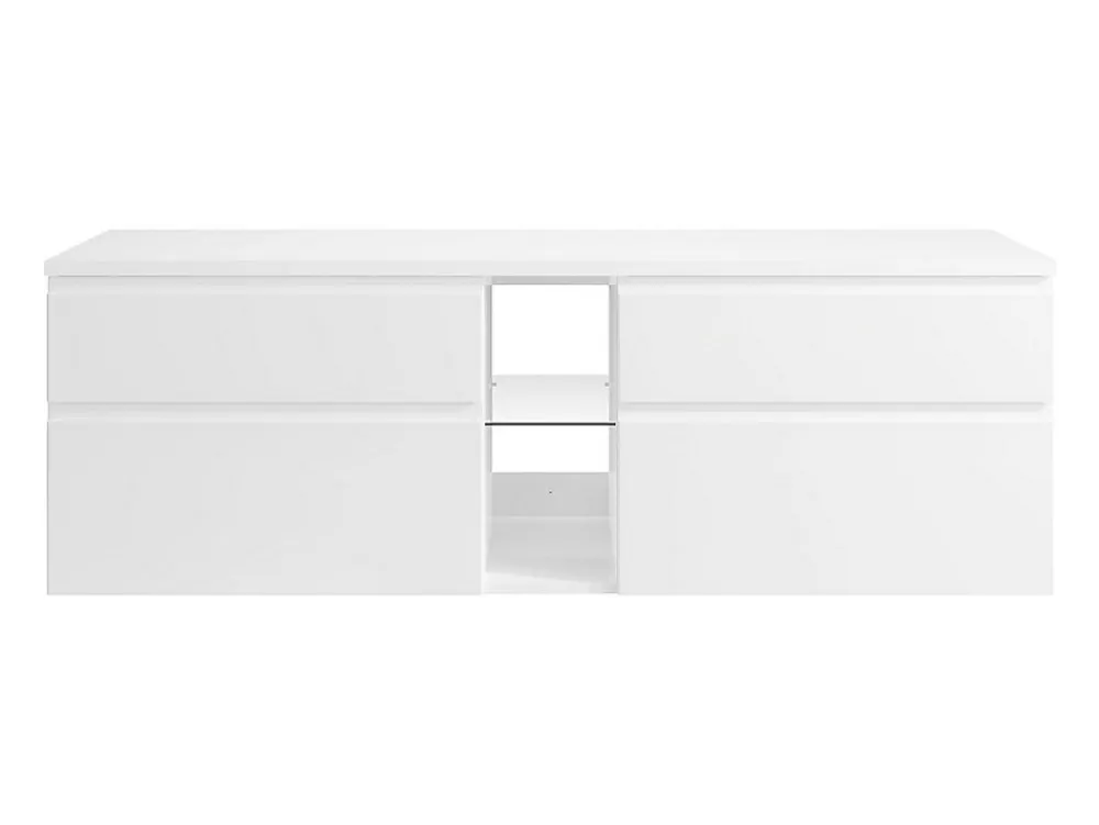 Meuble Sous-Vasque|Vente-unique Meuble sous vasque suspendu - Blanc - 150 cm - MAGDALENA II