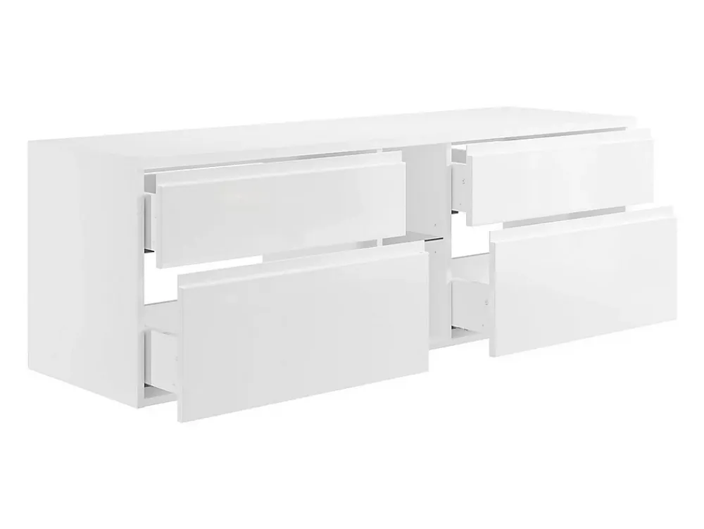 Meuble Sous-Vasque|Vente-unique Meuble sous vasque suspendu - Blanc - 150 cm - MAGDALENA II