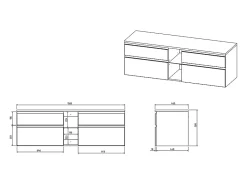 Meuble Sous-Vasque|Vente-unique Meuble sous vasque suspendu - Blanc - 150 cm - MAGDALENA II
