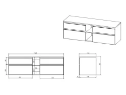 Meuble Sous-Vasque|Vente-unique Meuble sous vasque suspendu - Blanc - 150 cm - MAGDALENA II