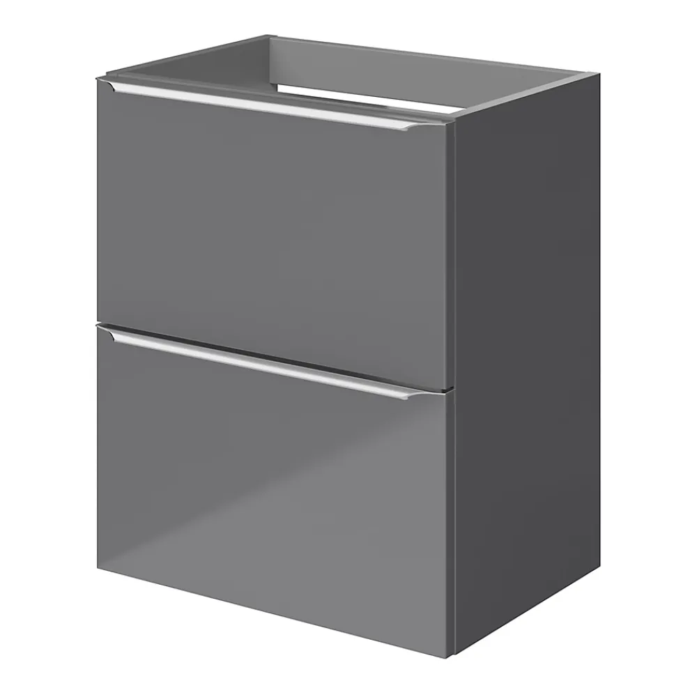 Meuble Buanderie|Meuble Sous-Vasque|GoodHome Meuble sous vasque suspendu faible profondeur gris brillant l.50 x H.60 x P.36 cm, Imandra