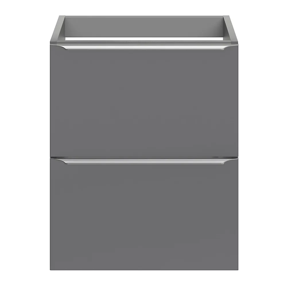 Meuble Buanderie|Meuble Sous-Vasque|GoodHome Meuble sous vasque suspendu faible profondeur gris brillant l.50 x H.60 x P.36 cm, Imandra