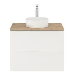 Meuble Buanderie|GoodHome Meuble sous vasque suspendu blanc mat l.80 x H.60 x P.45 cm, Imandra
