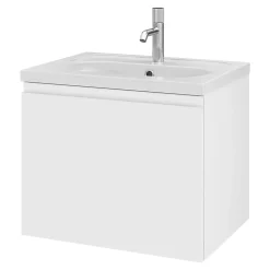 GoodHome Meuble sous vasque suspendu blanc mat 2 tiroirs l.60 x H.48 x P.45 cm Levanna