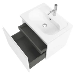 GoodHome Meuble sous vasque suspendu blanc mat 2 tiroirs l.60 x H.48 x P.45 cm Levanna