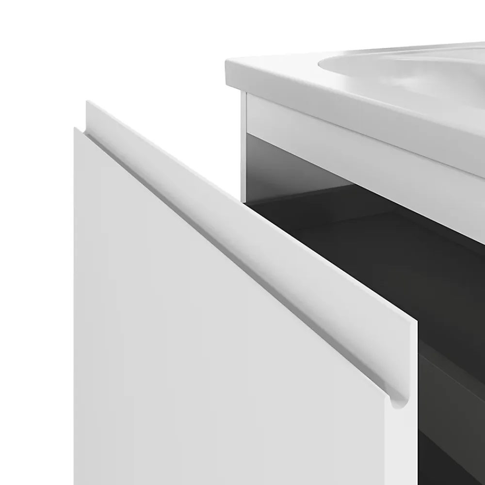 GoodHome Meuble sous vasque suspendu blanc mat 2 tiroirs l.60 x H.48 x P.45 cm Levanna