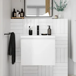 GoodHome Meuble sous vasque suspendu blanc mat 2 tiroirs l.60 x H.48 x P.45 cm Levanna