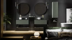 Furnidea Meuble sous vasque suspendu LOV avec porte-serviettes vert et noir 80 cm