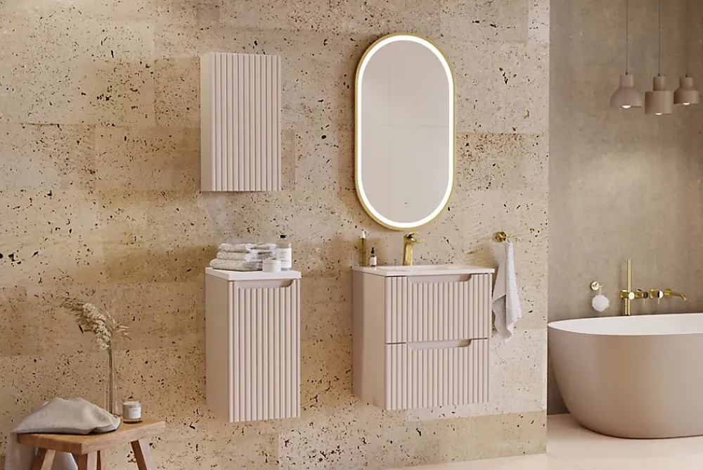 Meuble Sous-Vasque|Furnidea Meuble sous vasque suspendu 2 tiroirs NOVA CACHEMIRE 50 CM