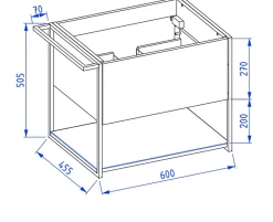 Furnidea Meuble sous vasque suspendu LOV avec porte-serviettes blanc brillant et noir 60 cm