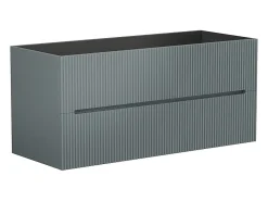 Meuble Sous-Vasque|Vente-unique Meuble sous vasque suspendu strié gris - 120 cm - PAVANI