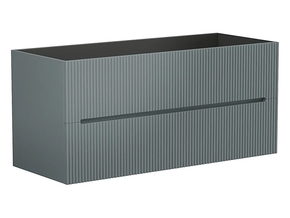 Meuble Sous-Vasque|Vente-unique Meuble sous vasque suspendu strié gris - 120 cm - PAVANI