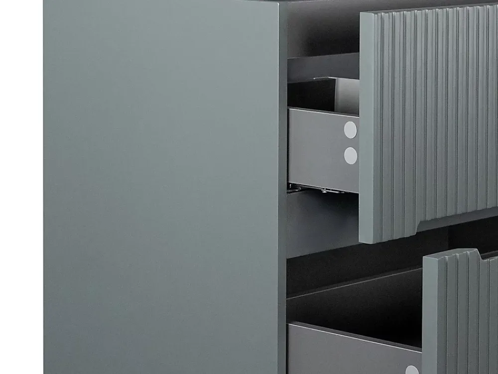 Meuble Sous-Vasque|Vente-unique Meuble sous vasque suspendu strié gris - 120 cm - PAVANI