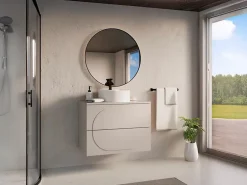 Meuble Sous-Vasque|Vente-unique Meuble sous vasque suspendu - Beige - 80 cm - VUTOMA