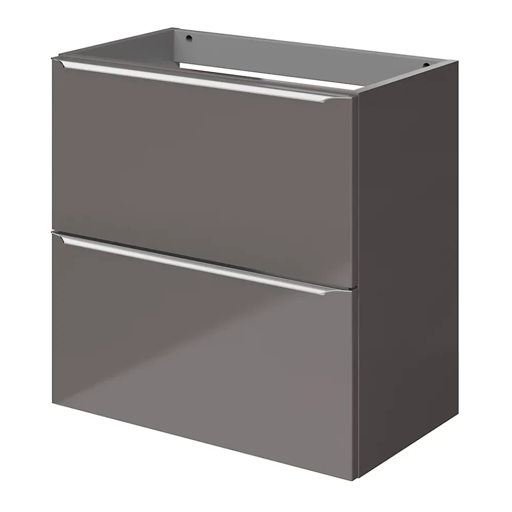GoodHome Meuble sous vasque suspendu faible profondeur gris taupe brillant l.60 x H.60 x P.36 cm, Imandra