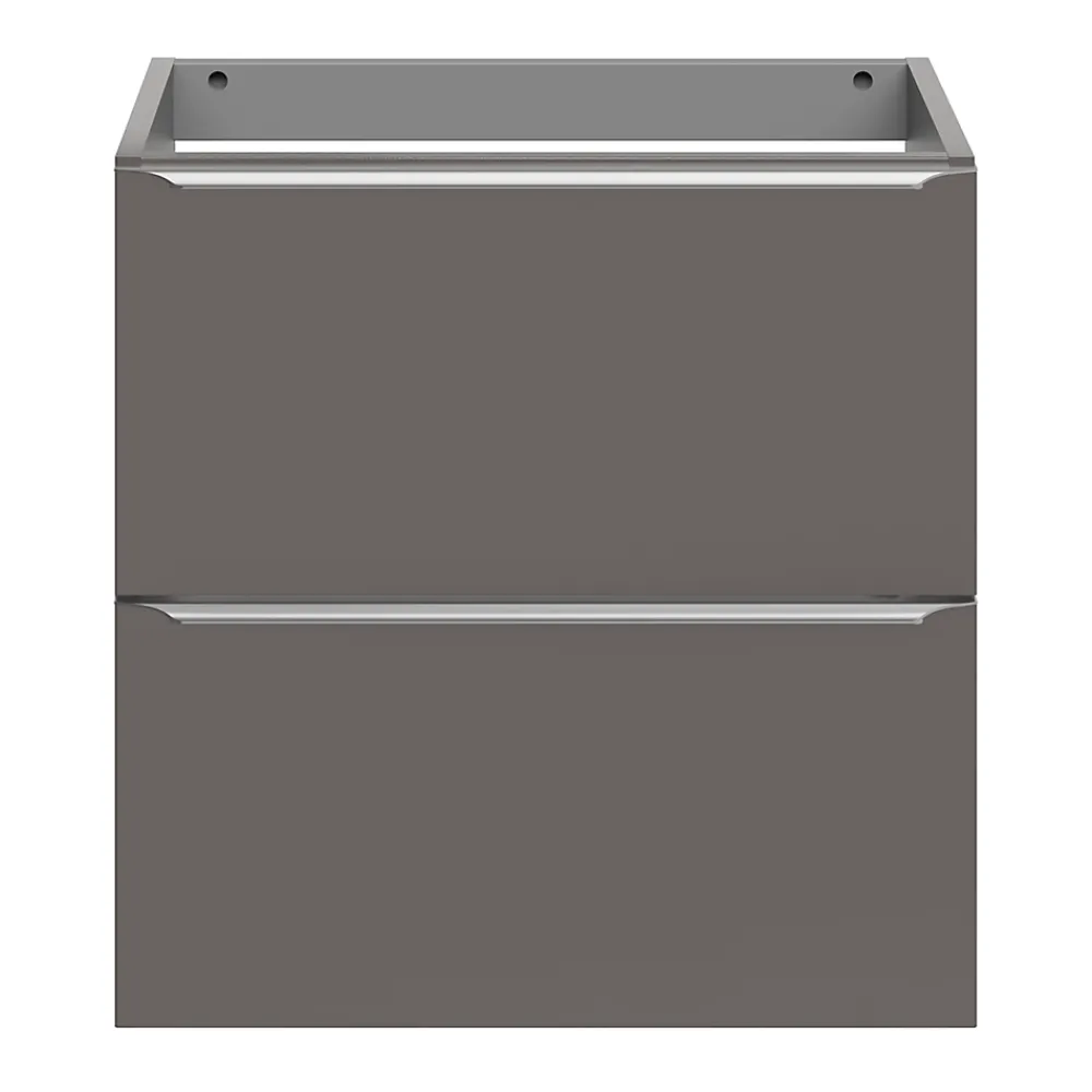 GoodHome Meuble sous vasque suspendu faible profondeur gris taupe brillant l.60 x H.60 x P.36 cm, Imandra