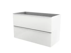 Meuble Buanderie|Meuble Sous-Vasque|GoodHome Meuble sous vasque suspendu blanc brillant l.100 x H.60 x P.45 cm, Imandra