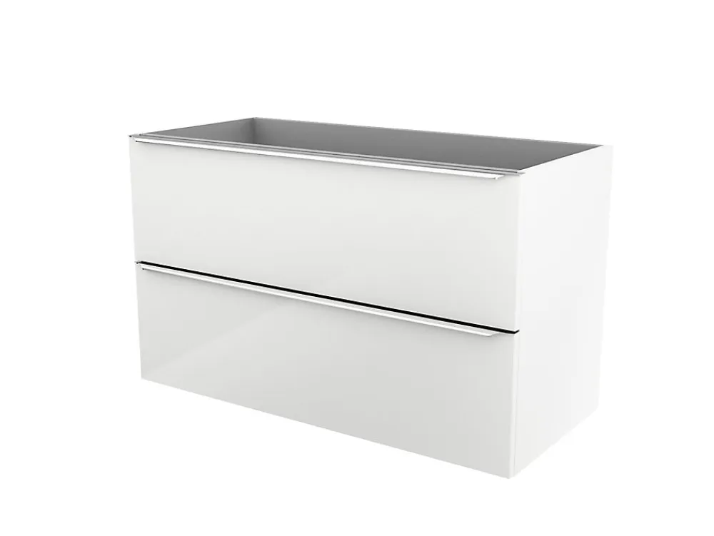 Meuble Buanderie|Meuble Sous-Vasque|GoodHome Meuble sous vasque suspendu blanc brillant l.100 x H.60 x P.45 cm, Imandra