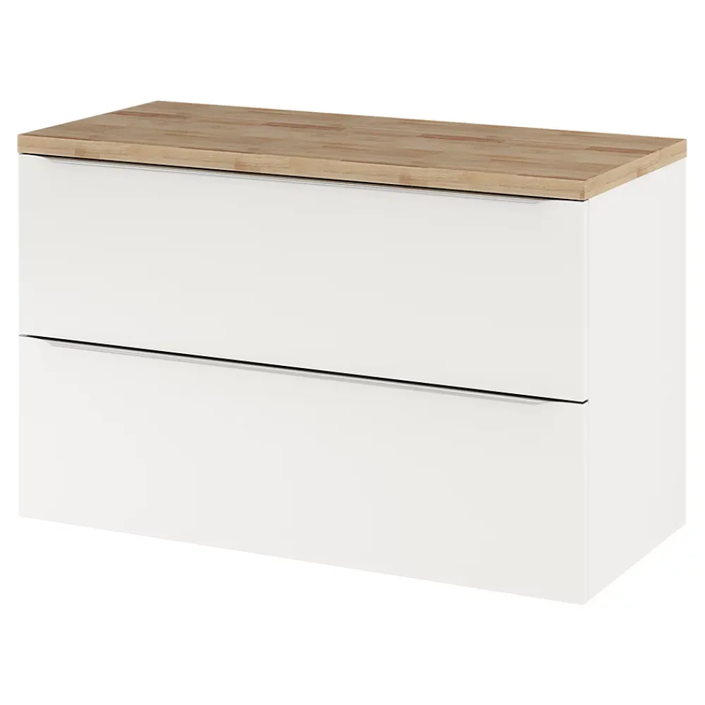 Meuble Buanderie|Meuble Sous-Vasque|GoodHome Meuble sous vasque suspendu blanc brillant l.100 x H.60 x P.45 cm, Imandra