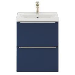 Meuble Buanderie|GoodHome Meuble sous vasque suspendu faible profondeur bleu nuit mat l.50 x H.60 x P.36 cm, Imandra