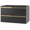 Meuble Sous Lavabo|Furnidea Meuble sous vasque suspendu VESPER noir 80 cm - bande décorative dorée