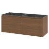 GoodHome Meuble sous vasque suspendu effet noyer 4 tiroirs l.120 x H.48 x P.45 cm, Levanna