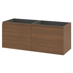 GoodHome Meuble sous vasque suspendu effet noyer 4 tiroirs l.120 x H.48 x P.45 cm, Levanna