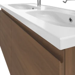 GoodHome Meuble sous vasque suspendu effet noyer 4 tiroirs l.120 x H.48 x P.45 cm, Levanna
