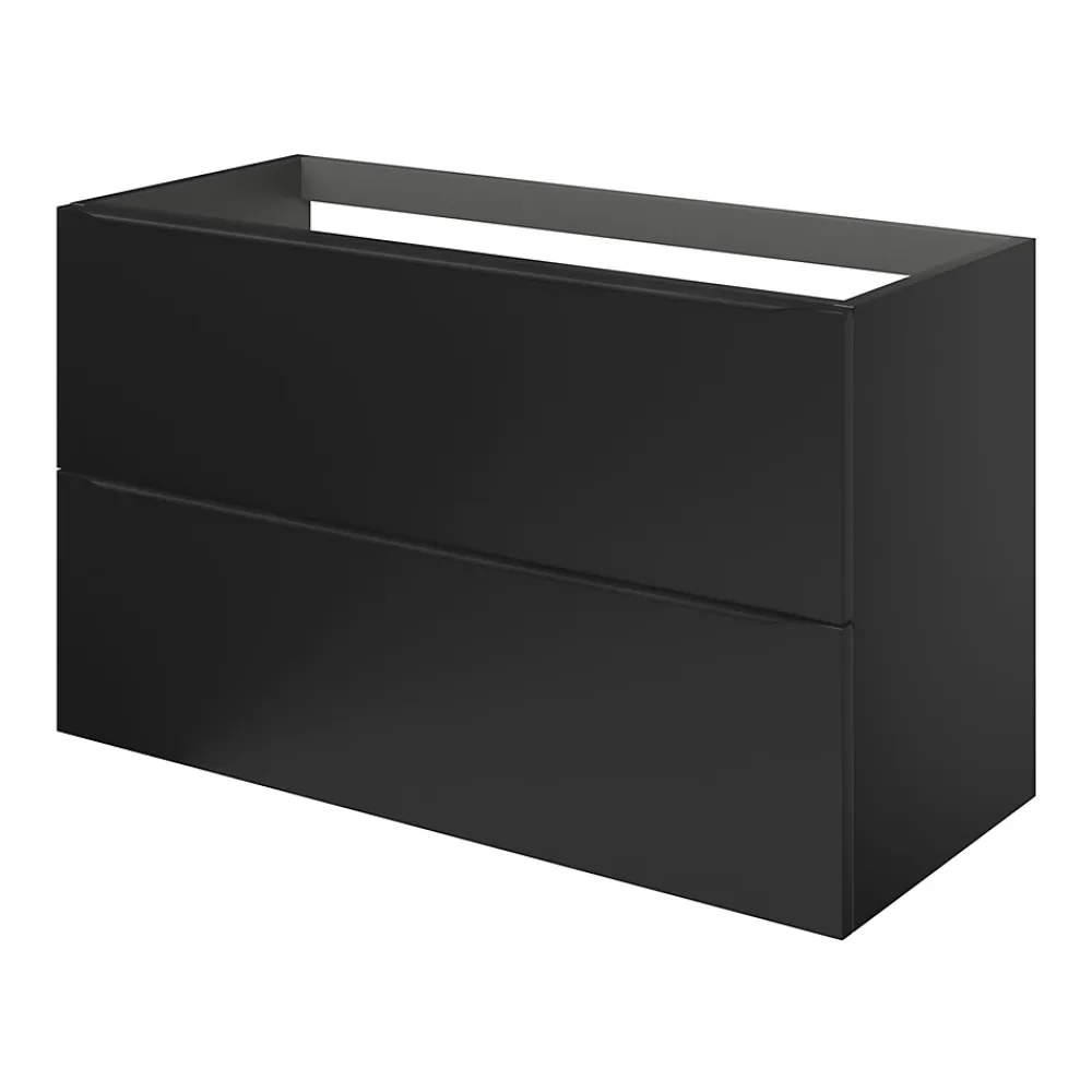Meuble Buanderie|Meuble De Salle De Bains Faible Profondeur|GoodHome Meuble sous vasque suspendu noir mat l.100 x H.60 x P.45 cm, Imandra