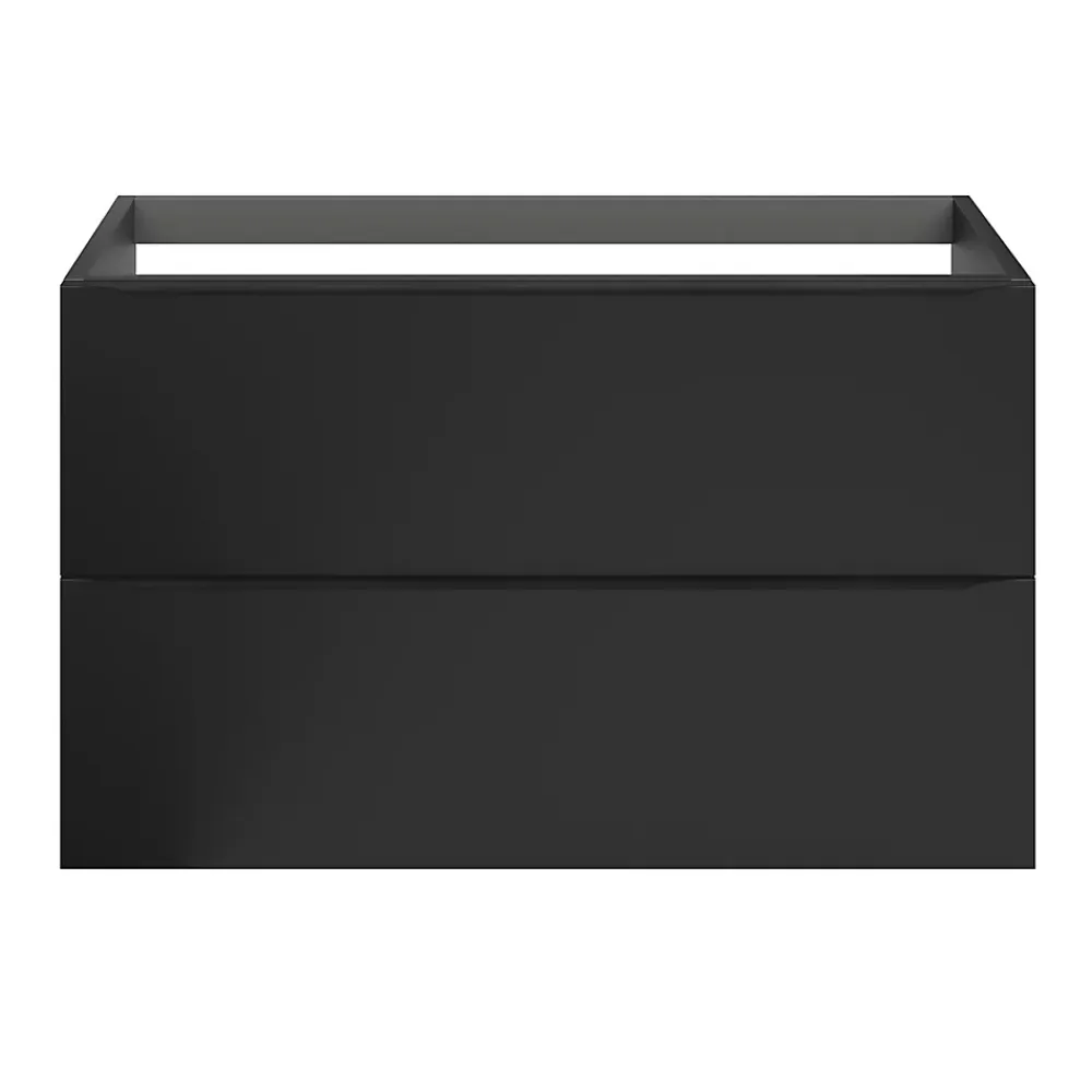 Meuble Buanderie|Meuble De Salle De Bains Faible Profondeur|GoodHome Meuble sous vasque suspendu noir mat l.100 x H.60 x P.45 cm, Imandra