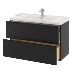 Meuble Buanderie|Meuble De Salle De Bains Faible Profondeur|GoodHome Meuble sous vasque suspendu noir mat l.100 x H.60 x P.45 cm, Imandra