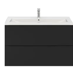Meuble Buanderie|Meuble De Salle De Bains Faible Profondeur|GoodHome Meuble sous vasque suspendu noir mat l.100 x H.60 x P.45 cm, Imandra