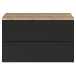 Meuble Buanderie|Meuble De Salle De Bains Faible Profondeur|GoodHome Meuble sous vasque suspendu noir mat l.100 x H.60 x P.45 cm, Imandra