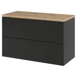 Meuble Buanderie|Meuble De Salle De Bains Faible Profondeur|GoodHome Meuble sous vasque suspendu noir mat l.100 x H.60 x P.45 cm, Imandra
